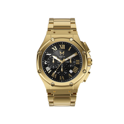 AM1001SS - AMBASSADOR POLISHED 18K GOLD / BLACK / SS BAND